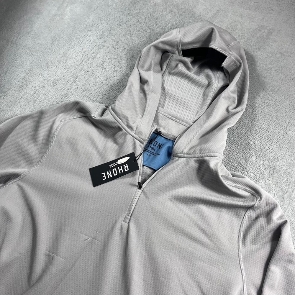 Rhone Clubhouse Performance Golf 1/4 Zip Hoodie Gray Mens Large NEW